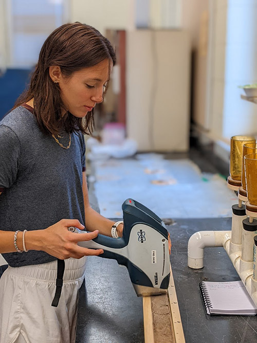 Adele Magaud working in Geology lab.