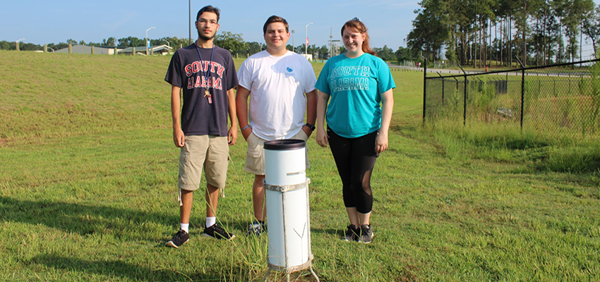 Three students working with the mesonet.