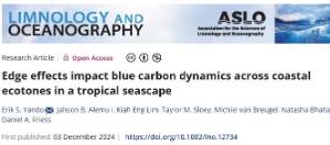 Edge effects impact blue carbon dynamics across coastal ecotones in a tropical seascape.