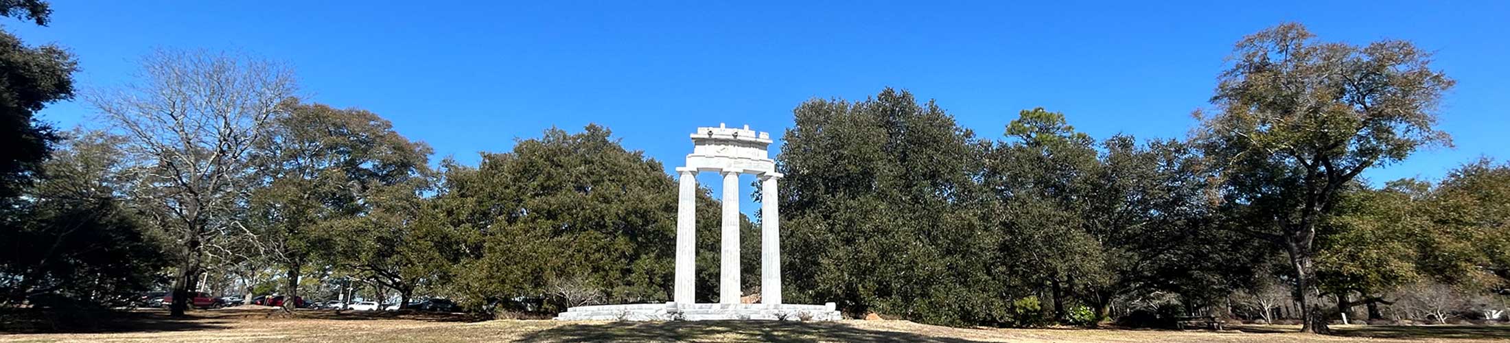 Tholos Delphi statue on campus.