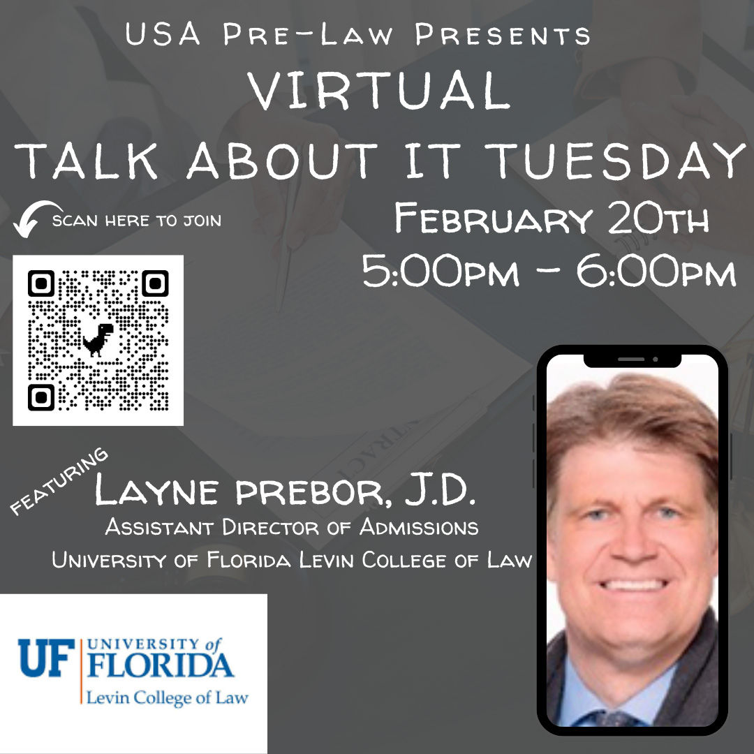 flyer for virtual talk about it tuesday with layne prebor, j.d.