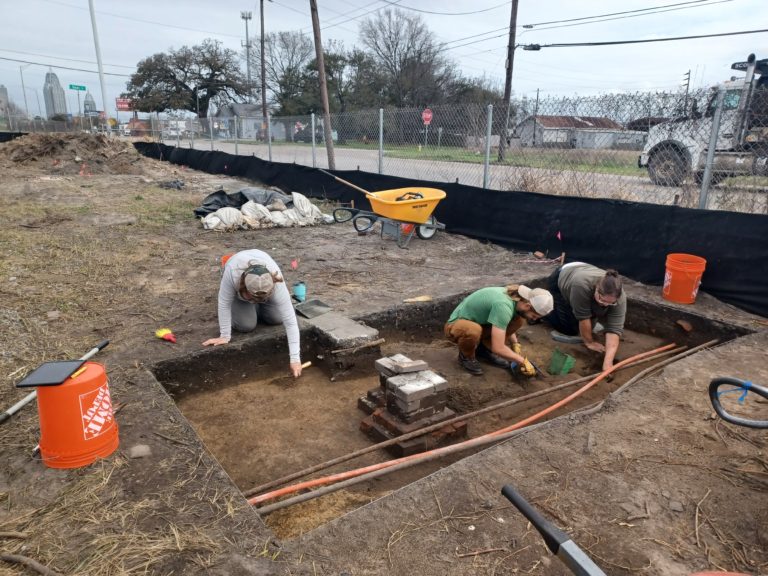 A brick pier from a shotgun house