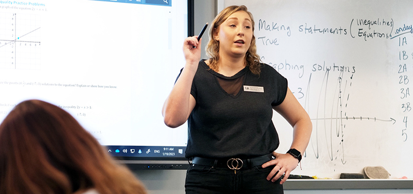 Nichole Harting, a student intern teaching mathematics at Barton Academy in downtown Mobile.  data-lightbox='featured'