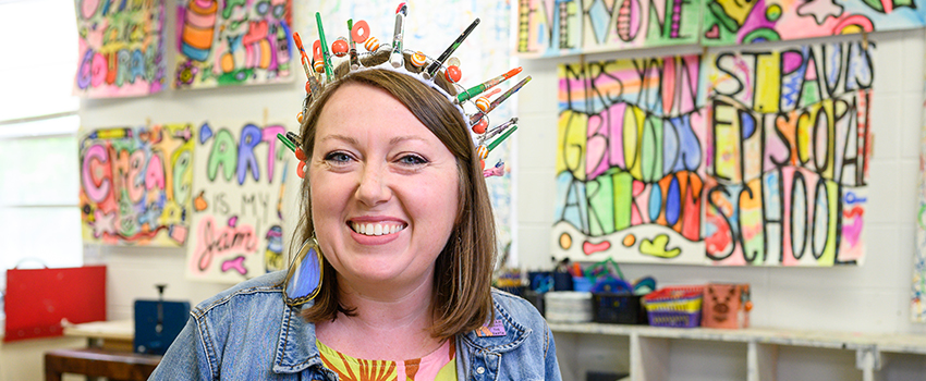 Amanda Youngblood in art classroom.