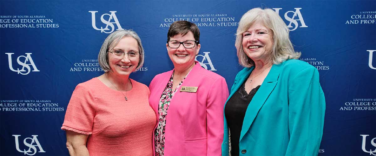 Picture: L-r Dr. Angela Barlow, Dean; Dr. Peggy Delmas, Associate Professor, Leadership and Teacher Education and Dr. Wanda Maulding, Associate Professor, Leadership and Teacher Education