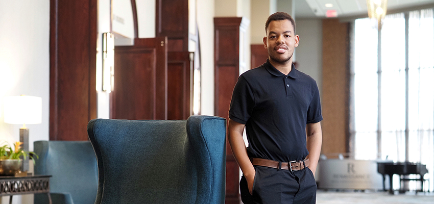 Enrique Lynch at his job at the Riverview Hotel.