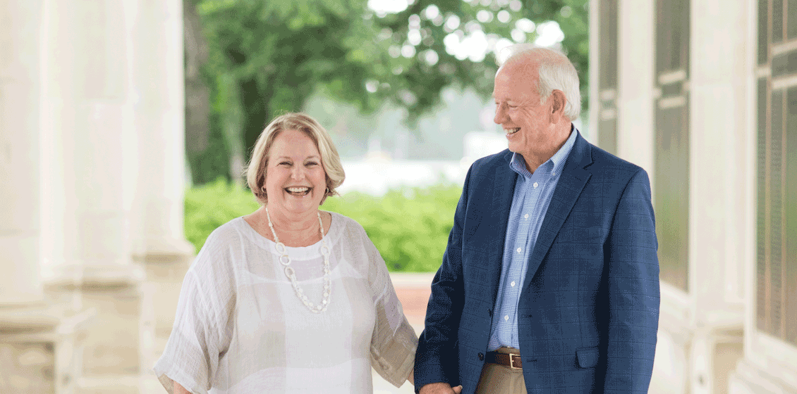 Pam Patterson and husband on campus