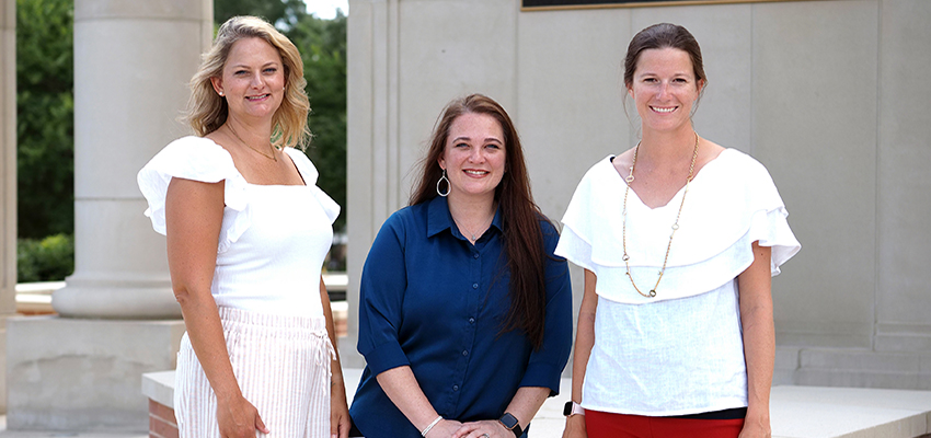 Dr. Lauren Brannan (left), Dr. Karen Morrison (center) and Dr. Hannah Szatkowski (right) plan to measure the language and reading instruction knowledge, skills and pedagogy of Alabama’s elementary public school teachers.