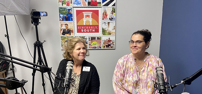 The first podcast episode for “Sincerely, South” will feature Chasity Collier (left) and Rachel Broadhead (right), assistant director and director of the Alabama Math, Science, and Technology Initiative at the University of South Alabama. data-lightbox='featured'