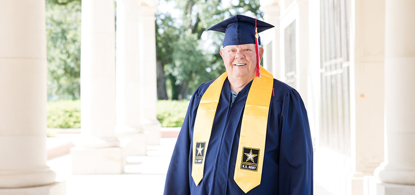 Jerry Hatfield in cap and gown.