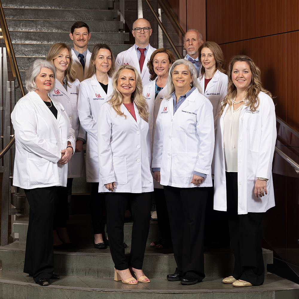 Members of the Department of Urology gather at USA Health University Hospital.