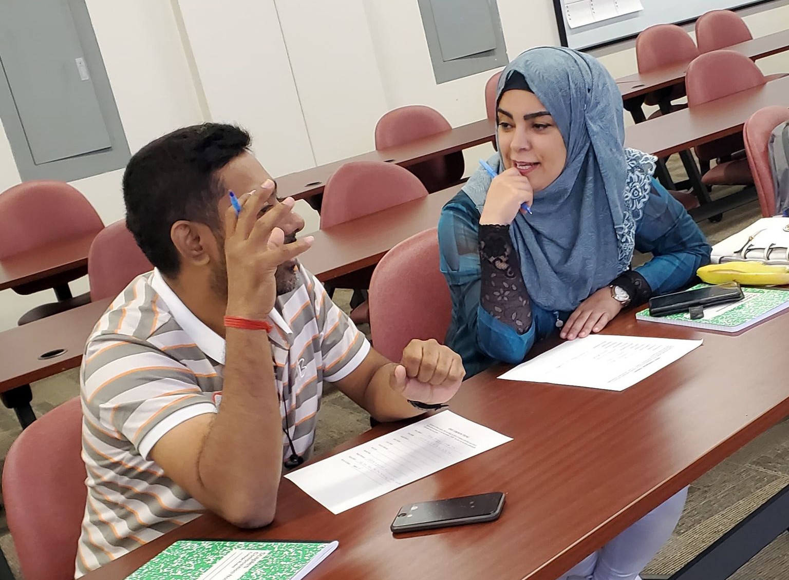 two bms students in classroom