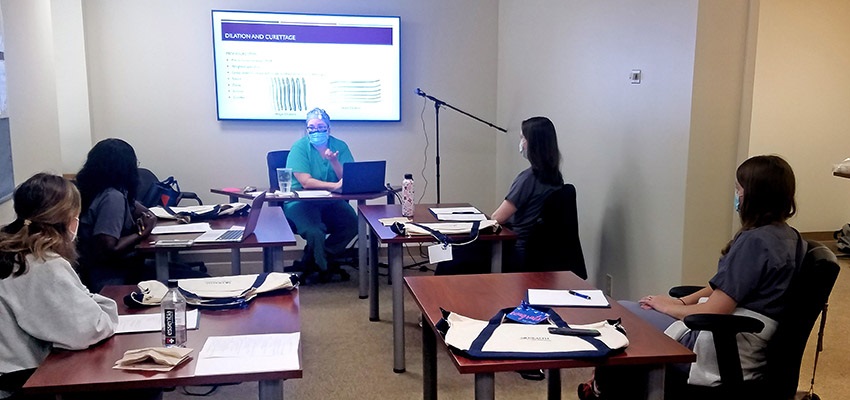 Nicolette Holliday, M.D., leads the OB-GYN boot camp for incoming first-year residents.