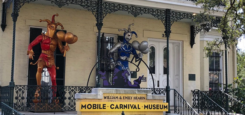 The place to get the finest glimpse into Mobile’s Mardi Gras history is the city’s Carnival Museum. Jester statues welcome guests on the building’s front porch as they enter an encapsulation of some of the city’s past notable Mardi Gras events. data-lightbox='featured'