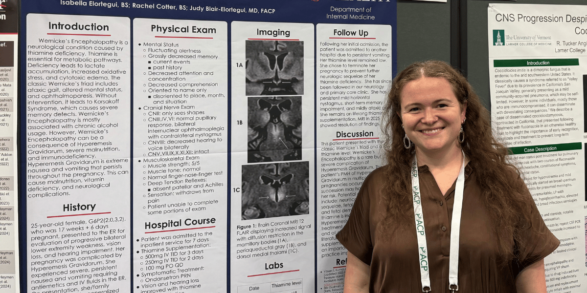 Second-year medical student Isabella Elortegui represented the Whiddon College of Medicine on a national stage this spring, earning top honors at the American College of Physicians&rsquo; Internal Medicine Meeting.