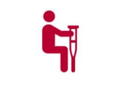 Icon of person holding srutches to represent specialty care.