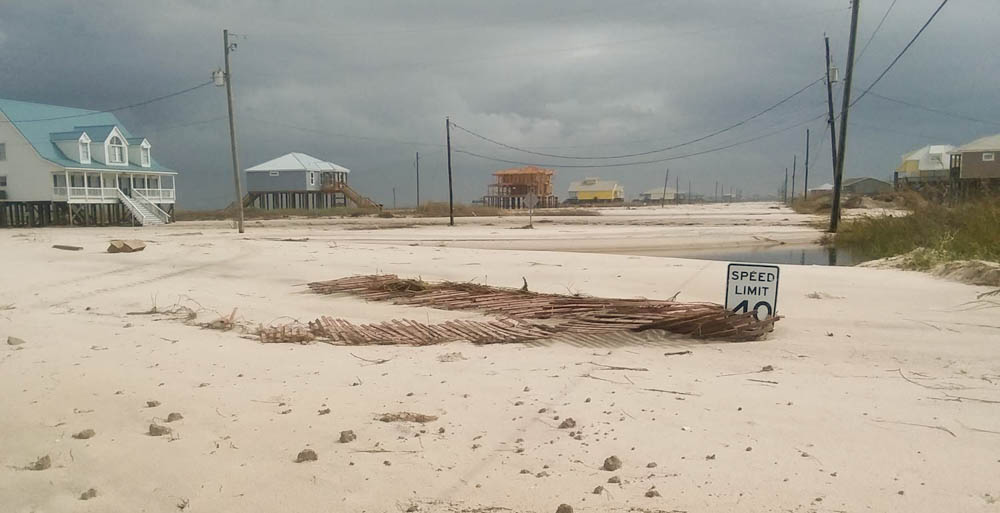 Dauphin Island scene buried under sand