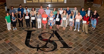 2023 RET Program at South with students and faculty. Picture taken in atrium at Shelby Hall.