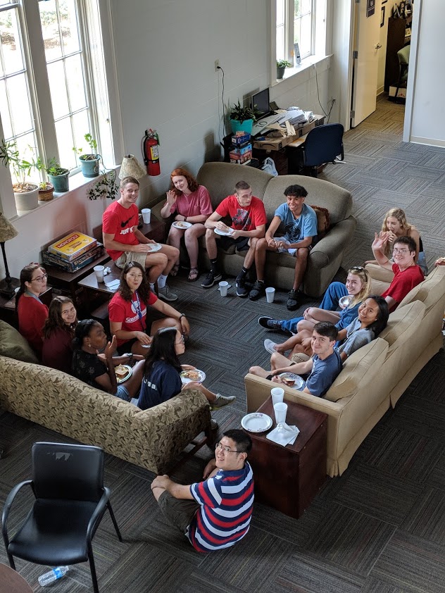 Honors College students sitting on couches at Bethel