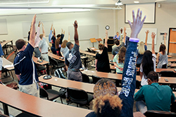 Class raising their hands