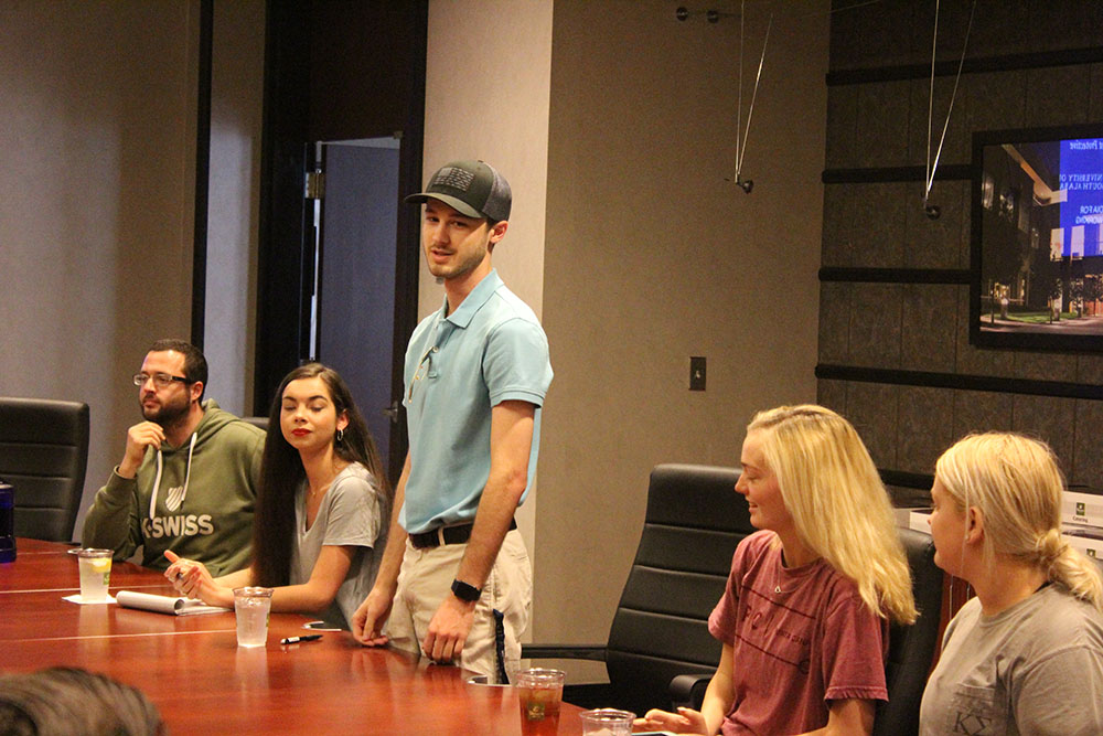 Students introducing themselves at Stubbs event