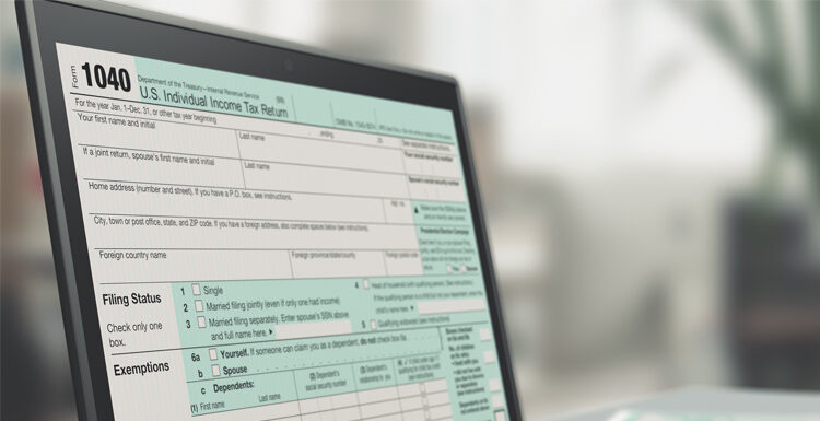 Tax form on computer screen.