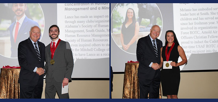 MCOB students awarded the Jaguar Senior Medallion on April 25th in the University’s Student Center.