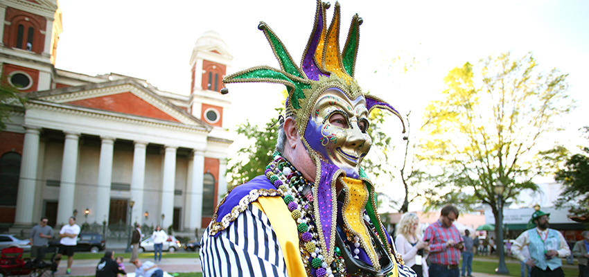 Man in Mardi Gras Mask