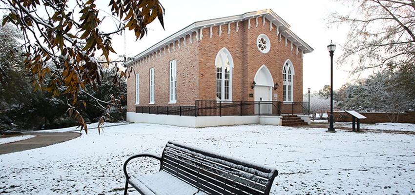 Bethel Hall with snow. data-lightbox='featured'
