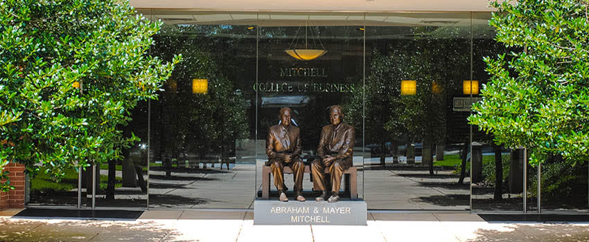 Mitchell statues in front of MCOB