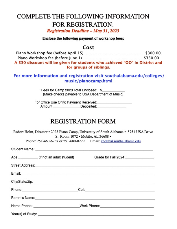 Registration form