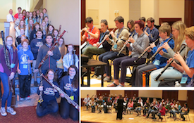 collage of images of individuals playing double reed instruments