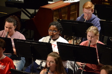 Pictured is a section of the USA Symphony Band in rehearsal.
