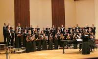 Pictured performing in the Laidlaw Recital Hall is the USA Concert Choir conducted by Dr. Laura Moore.