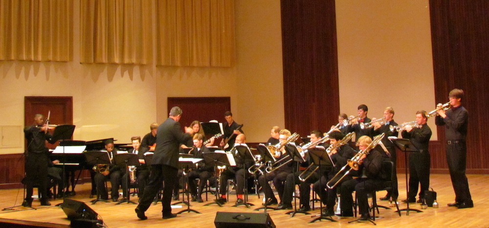 USA Campus Jazz Band on stage, directed by Dr. Michael Phillips