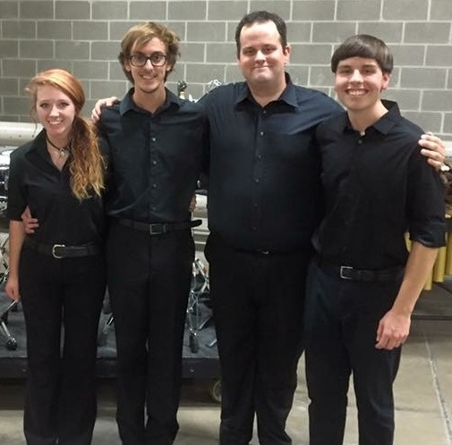 USA Percussion Ensemble members Emily Weaver, Ryan Boehme, Soren Odom, and Luke Smith