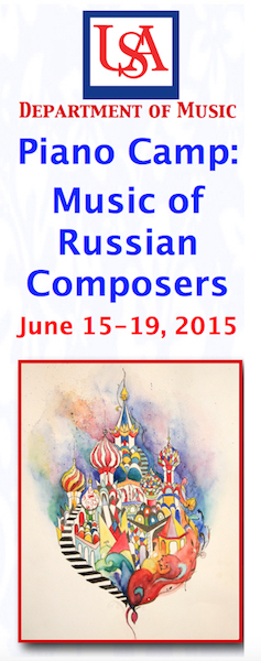 Poster advertising Piano Camp: Music of Russian Composers June 15-19 2015