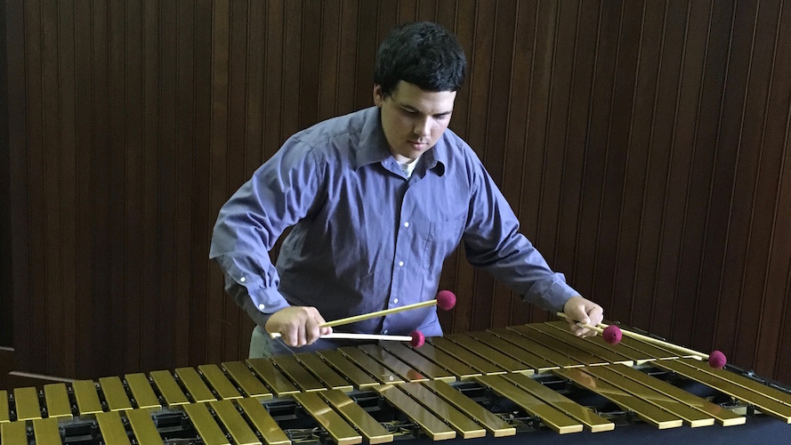 Alex White playing xylophone