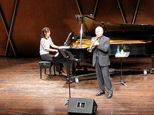 Trumpeter Ivano Ascari performing in concert.