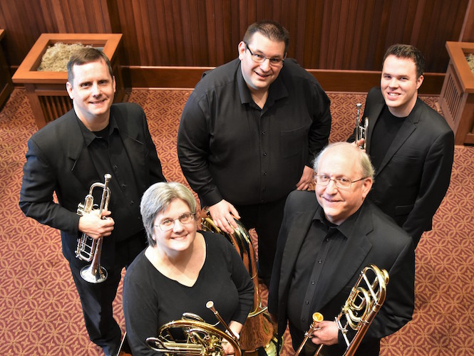 pictured is USA Faculty Brass Quintet