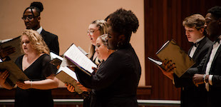 Pictured on the Laidlaw stage are members of the USA University Chorale.