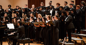 Pictured in a previous performance on the Laidlaw stage is the USA Concert Choir.