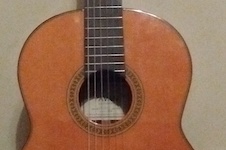 Pictured is a guitar.