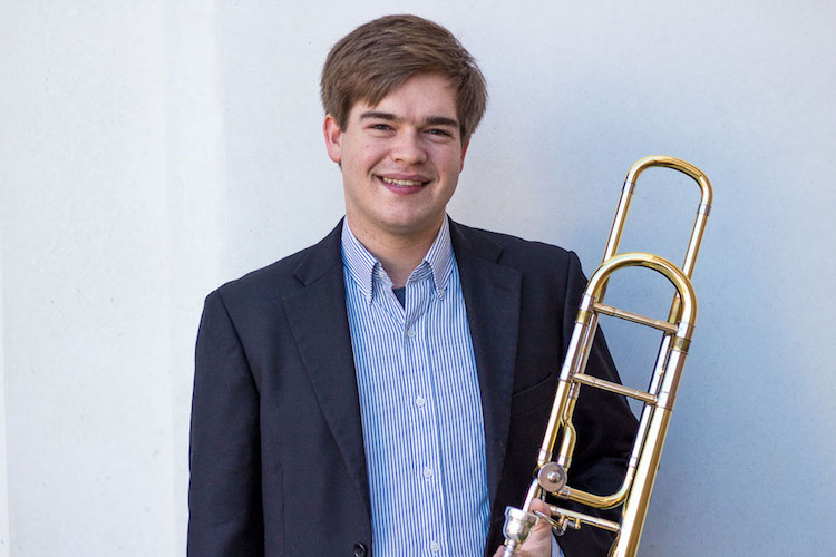 Destin Hinkel with trumpet