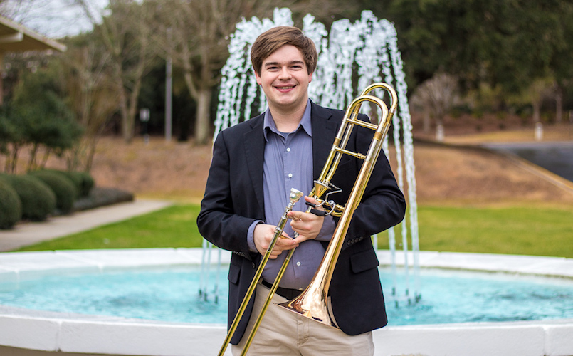 Pictured is trombonist Destin Hinkel