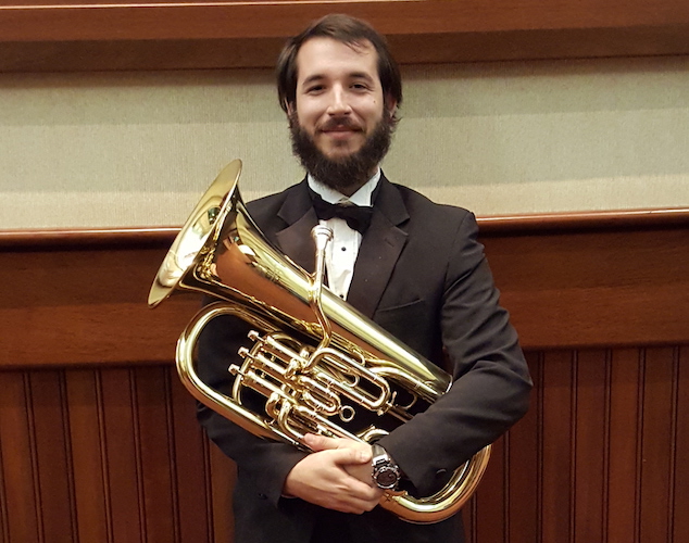 Christopher LeBatard with his Euphonium