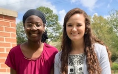 Pictured outdoors on the USA campus are pianists Rocky Lusane and Bailey Manning.