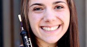 Pictured with oboe in hand is USA graduate student Jessica Mandel.