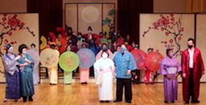 Pictured on the Laidlaw stage during a recent production of The Mikado are members of USA Opera Theatre.