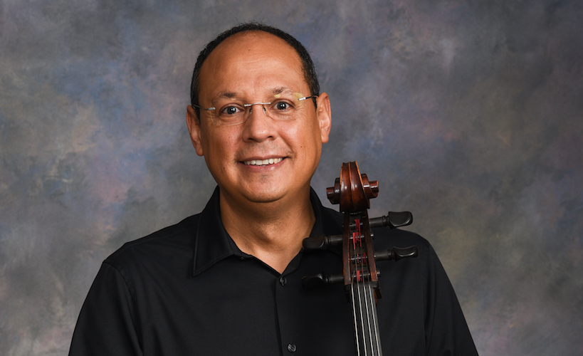 Pictured is Guest Artist Cellist Moises Molina.